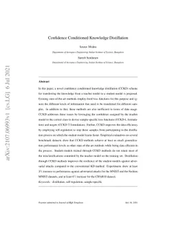 Confidence Conditioned Knowledge Distillation