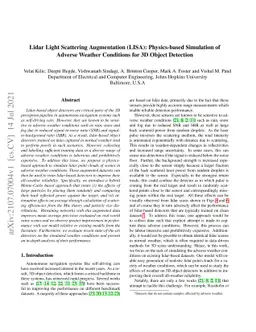 Lidar Light Scattering Augmentation (LISA): Physics-based Simulation of
  Adverse Weather Conditions for 3D Object Detection