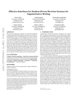 Effective Interfaces for Student-Driven Revision Sessions for
  Argumentative Writing
