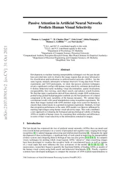 Passive Attention in Artificial Neural Networks Predicts Human Visual
  Selectivity