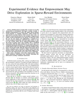 Experimental Evidence that Empowerment May Drive Exploration in
  Sparse-Reward Environments