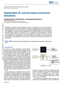 Explainable AI: current status and future directions