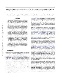 Mitigating Memorization in Sample Selection for Learning with Noisy
  Labels