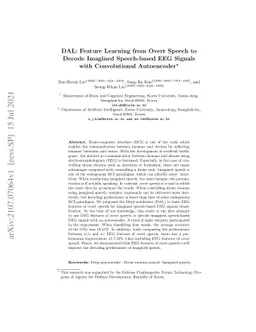 DAL: Feature Learning from Overt Speech to Decode Imagined Speech-based
  EEG Signals with Convolutional Autoencoder