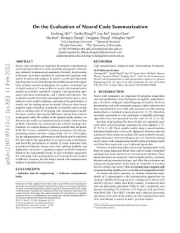 On the Evaluation of Neural Code Summarization