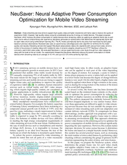 NeuSaver: Neural Adaptive Power Consumption Optimization for Mobile
  Video Streaming