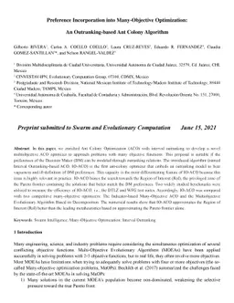 Preference Incorporation into Many-Objective Optimization: An
  Outranking-based Ant Colony Algorithm