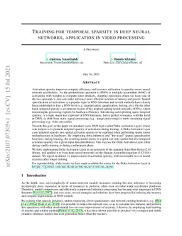 Training for temporal sparsity in deep neural networks, application in
  video processing