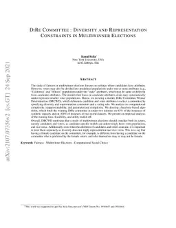 DiRe Committee : Diversity and Representation Constraints in Multiwinner
  Elections
