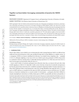Together we learn better: leveraging communities of practice for MOOC
  learners