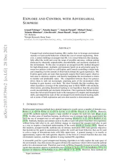 Explore and Control with Adversarial Surprise