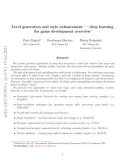 Level generation and style enhancement -- deep learning for game
  development overview