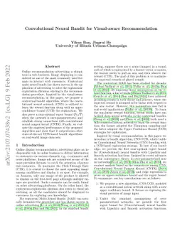 Convolutional Neural Bandit for Visual-aware Recommendation