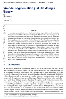 Amodal segmentation just like doing a jigsaw