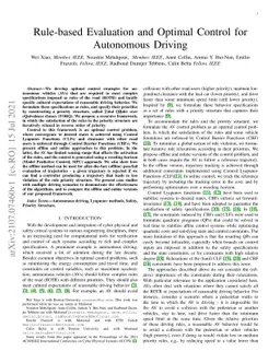 Rule-based Evaluation and Optimal Control for Autonomous Driving