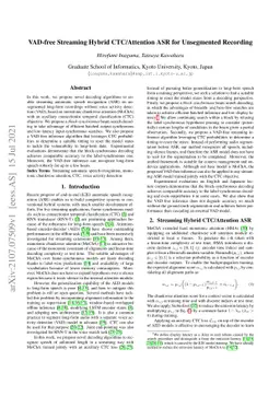 VAD-free Streaming Hybrid CTC/Attention ASR for Unsegmented Recording