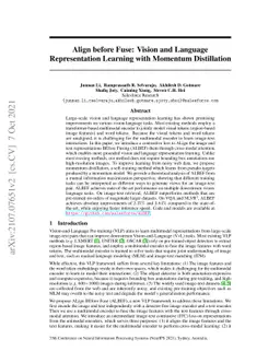 Align before Fuse: Vision and Language Representation Learning with
  Momentum Distillation