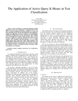 The Application of Active Query K-Means in Text Classification