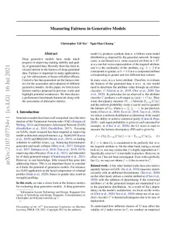 Measuring Fairness in Generative Models