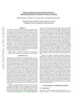 Deep Learning Beam Optimization in Millimeter-Wave Communication Systems