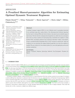 A Penalized Shared-parameter Algorithm for Estimating Optimal Dynamic
  Treatment Regimens