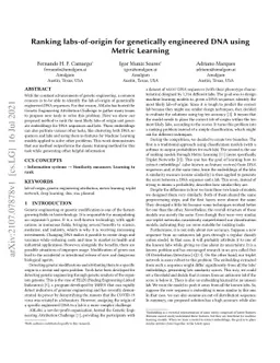 Ranking labs-of-origin for genetically engineered DNA using Metric
  Learning