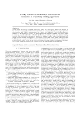 Safety in human-multi robot collaborative scenarios: a trajectory
  scaling approach