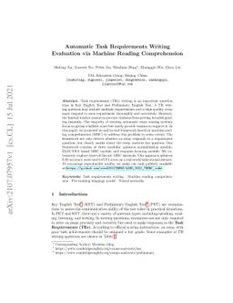 Automatic Task Requirements Writing Evaluation via Machine Reading
  Comprehension