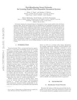 Port-Hamiltonian Neural Networks for Learning Explicit Time-Dependent
  Dynamical Systems