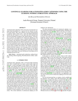 Continual Learning for Automated Audio Captioning Using The Learning
  Without Forgetting Approach