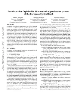 Desiderata for Explainable AI in statistical production systems of the
  European Central Bank