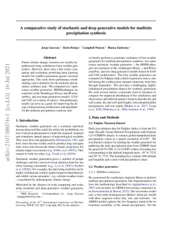 A comparative study of stochastic and deep generative models for
  multisite precipitation synthesis