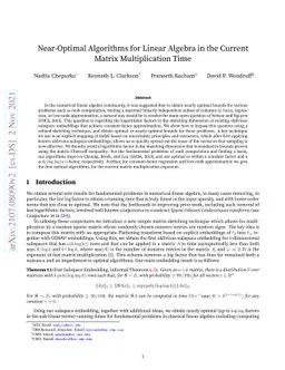 Near-Optimal Algorithms for Linear Algebra in the Current Matrix
  Multiplication Time