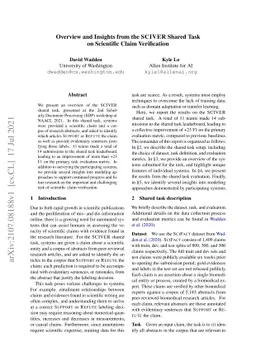 Overview and Insights from the SciVer Shared Task on Scientific Claim
  Verification
