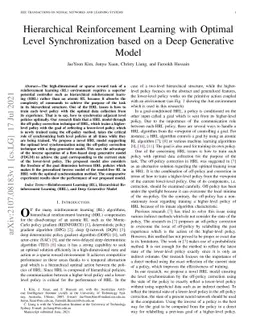 Hierarchical Reinforcement Learning with Optimal Level Synchronization
  based on a Deep Generative Model
