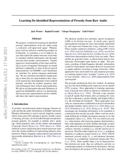Learning De-identified Representations of Prosody from Raw Audio