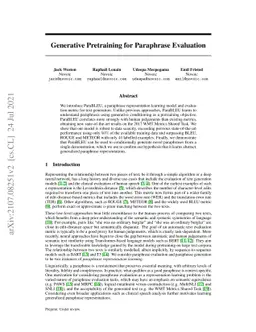 Generative Pretraining for Paraphrase Evaluation