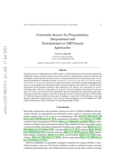 Constraint Answer Set Programming: Integrational and Translational (or
  SMT-based) Approaches