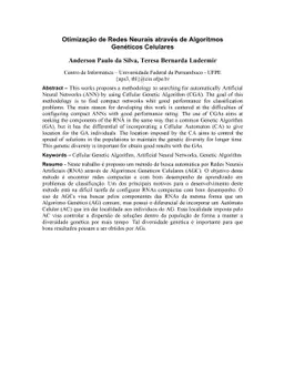 Otimizacao de Redes Neurais atraves de Algoritmos Geneticos Celulares