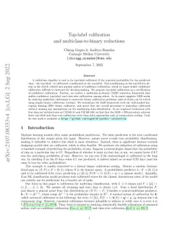 Top-label calibration and multiclass-to-binary reductions