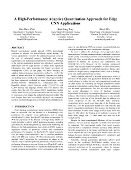 A High-Performance Adaptive Quantization Approach for Edge CNN
  Applications