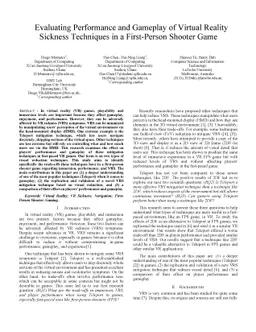 Evaluating Performance and Gameplay of Virtual Reality Sickness
  Techniques in a First-Person Shooter Game