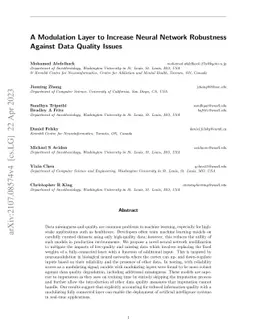 A Modulation Layer to Increase Neural Network Robustness Against Data
  Quality Issues