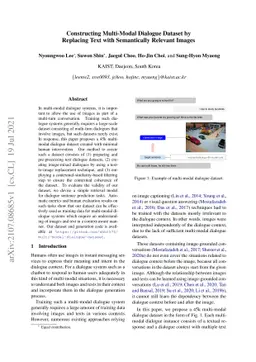 Constructing Multi-Modal Dialogue Dataset by Replacing Text with
  Semantically Relevant Images