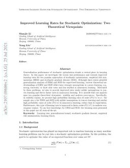 Improved Learning Rates for Stochastic Optimization: Two Theoretical
  Viewpoints