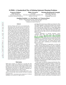 E-PDDL: A Standardized Way of Defining Epistemic Planning Problems