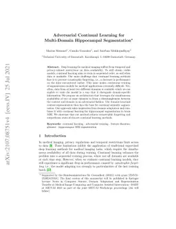 Adversarial Continual Learning for Multi-Domain Hippocampal Segmentation