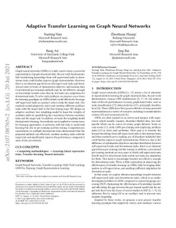 Adaptive Transfer Learning on Graph Neural Networks