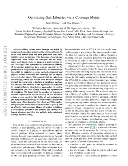 Optimizing Gait Libraries via a Coverage Metric