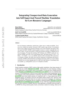 Integrating Unsupervised Data Generation into Self-Supervised Neural
  Machine Translation for Low-Resource Languages